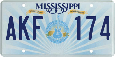 MS license plate AKF174