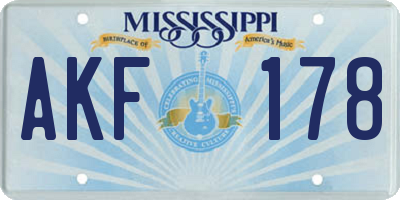 MS license plate AKF178