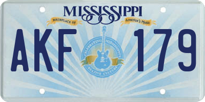 MS license plate AKF179