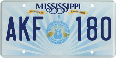 MS license plate AKF180