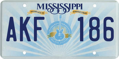 MS license plate AKF186