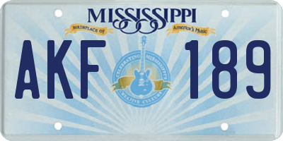 MS license plate AKF189