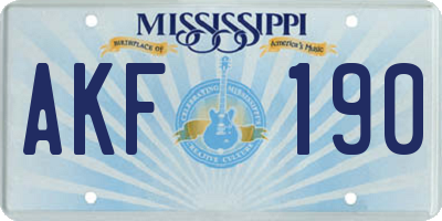 MS license plate AKF190