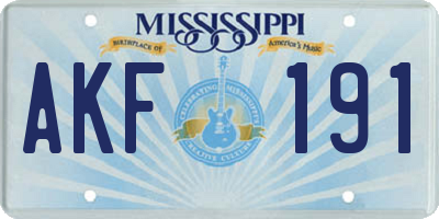 MS license plate AKF191