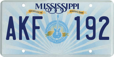 MS license plate AKF192