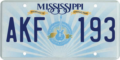 MS license plate AKF193