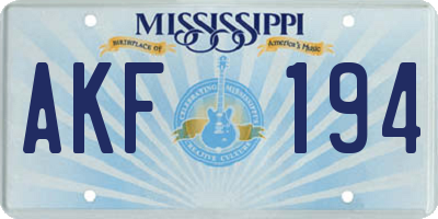 MS license plate AKF194