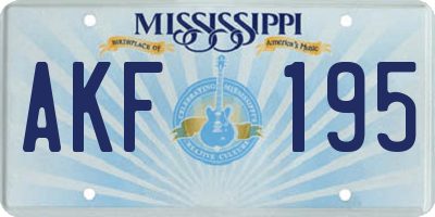 MS license plate AKF195