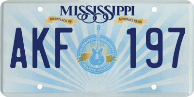 MS license plate AKF197