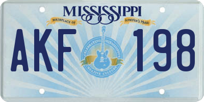 MS license plate AKF198