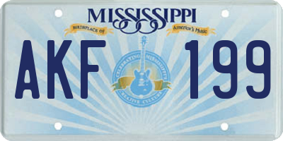 MS license plate AKF199
