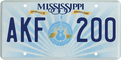 MS license plate AKF200