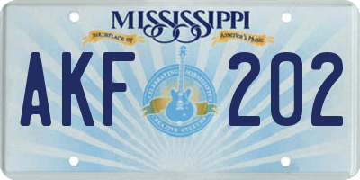 MS license plate AKF202