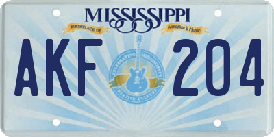 MS license plate AKF204