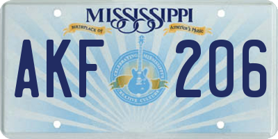 MS license plate AKF206