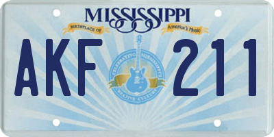 MS license plate AKF211