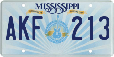 MS license plate AKF213