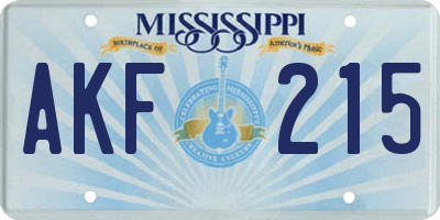 MS license plate AKF215