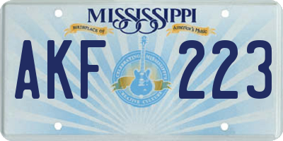 MS license plate AKF223