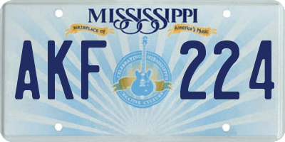 MS license plate AKF224