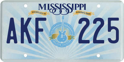 MS license plate AKF225