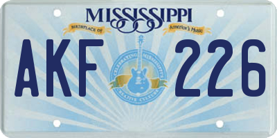 MS license plate AKF226