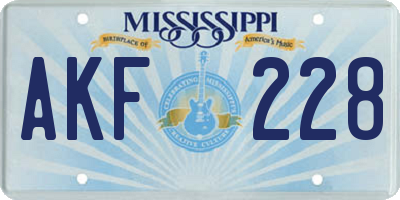 MS license plate AKF228