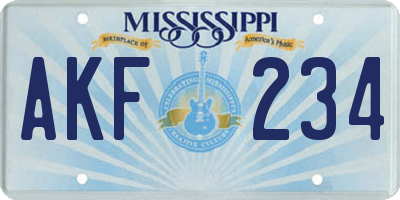 MS license plate AKF234