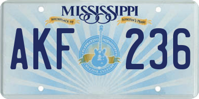 MS license plate AKF236