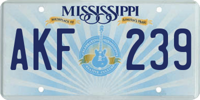 MS license plate AKF239