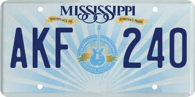 MS license plate AKF240