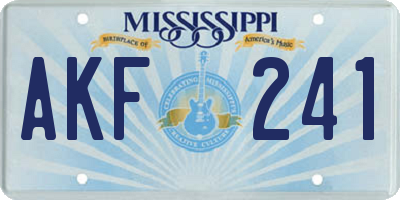 MS license plate AKF241