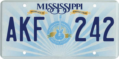 MS license plate AKF242