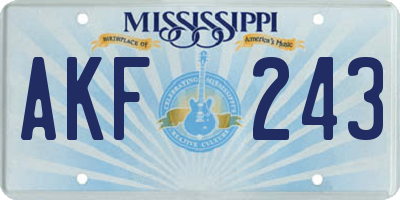 MS license plate AKF243