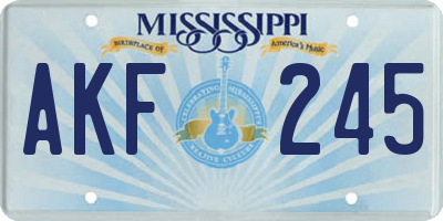 MS license plate AKF245