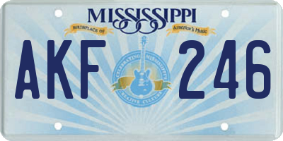 MS license plate AKF246