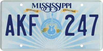 MS license plate AKF247