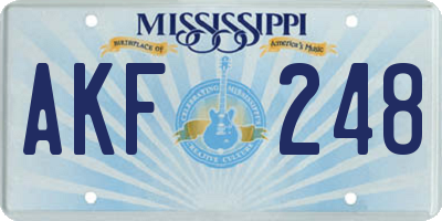MS license plate AKF248