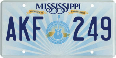 MS license plate AKF249