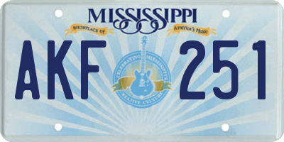 MS license plate AKF251