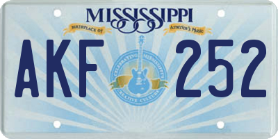 MS license plate AKF252