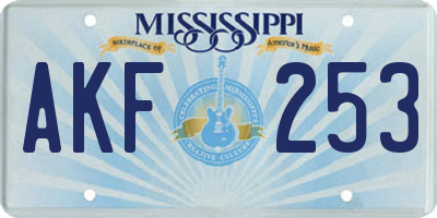 MS license plate AKF253
