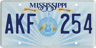 MS license plate AKF254