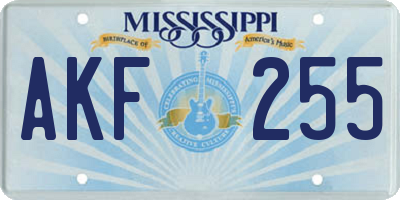 MS license plate AKF255