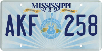 MS license plate AKF258
