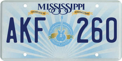 MS license plate AKF260
