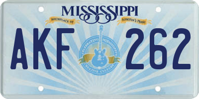 MS license plate AKF262