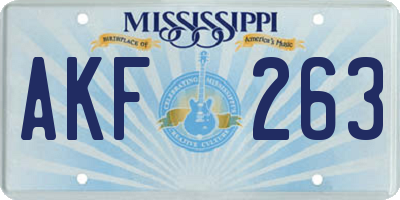 MS license plate AKF263