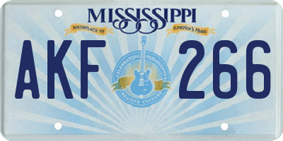 MS license plate AKF266