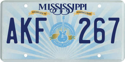 MS license plate AKF267